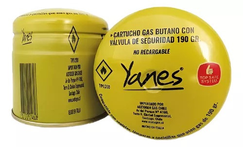 Gas Butano Yanes con válvula de seguridad 190 grs